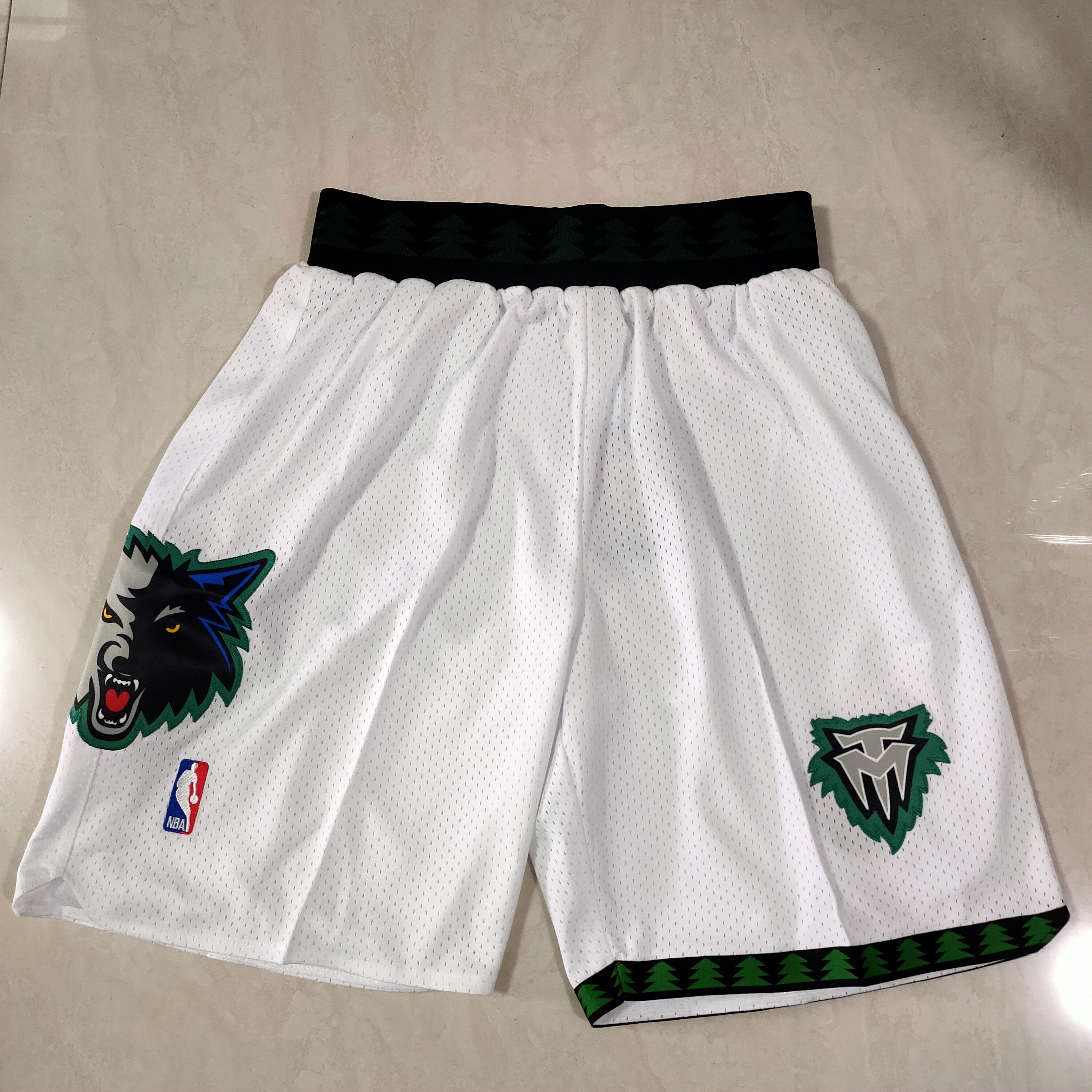 Men NBA Minnesota Timberwolves White Shorts 0416